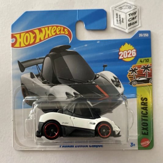 2026 HOT WHEELS #26 - Pagani Zonda Cinque (White #4 Exoticars - Short Card) C00