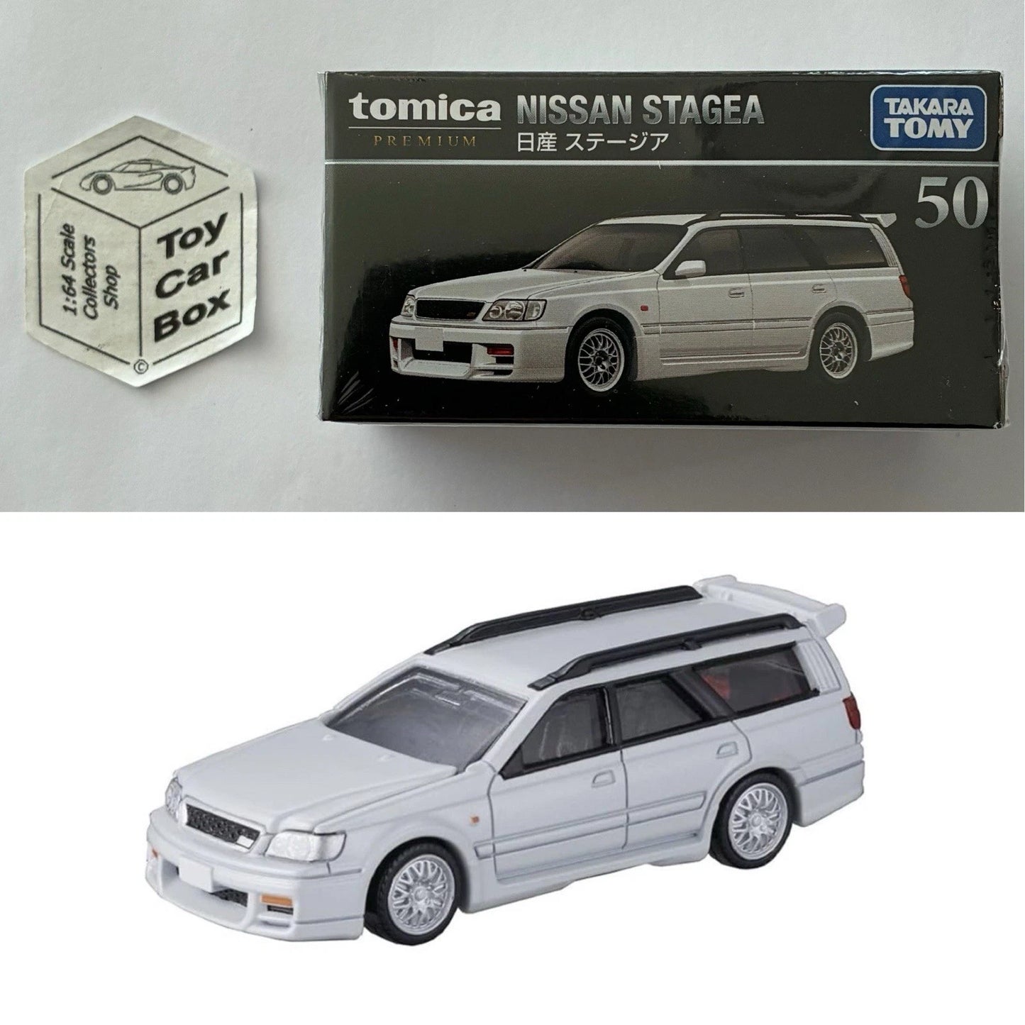 TOMICA Premium #50 - Nissan Stagea (White - 1/63 Scale - Boxed) I50