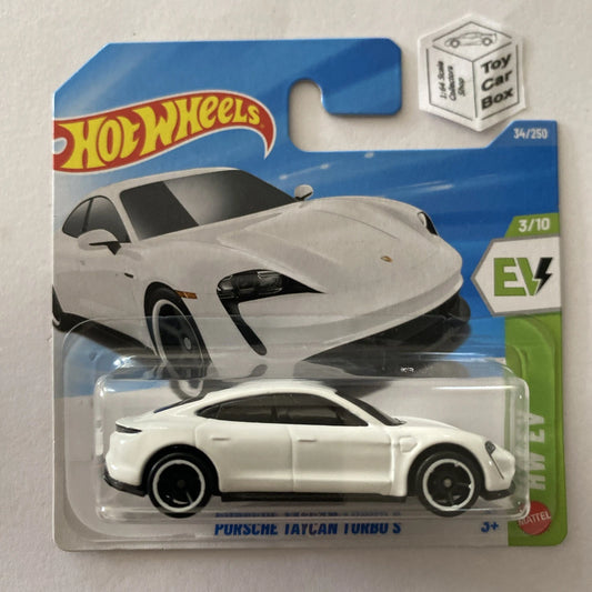 2026 HOT WHEELS #34 - Porsche Taycan Turbo S (White #3 HW EV - Short Card) C00