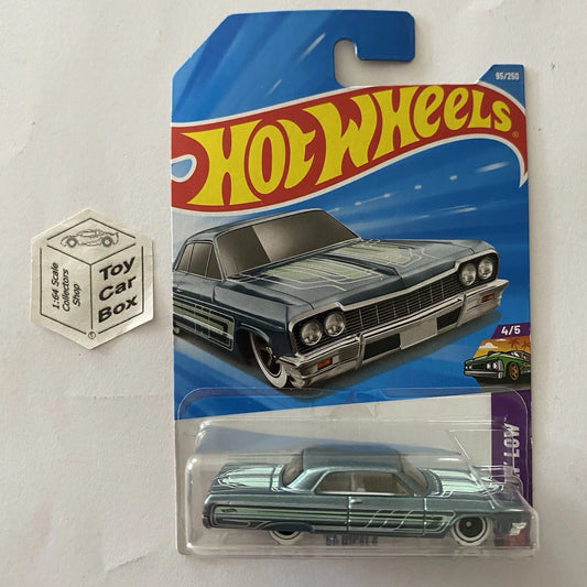 2026 HOT WHEELS #95 - ‘64 Chevy Impala (Blue #4 Layin’ Low - Long Card) A80
