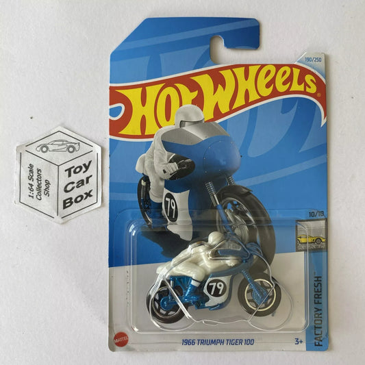 2024 HOT WHEELS #190 - ‘66 Triumph Tiger 100 (#10 Factory Fresh - Long Card) A80