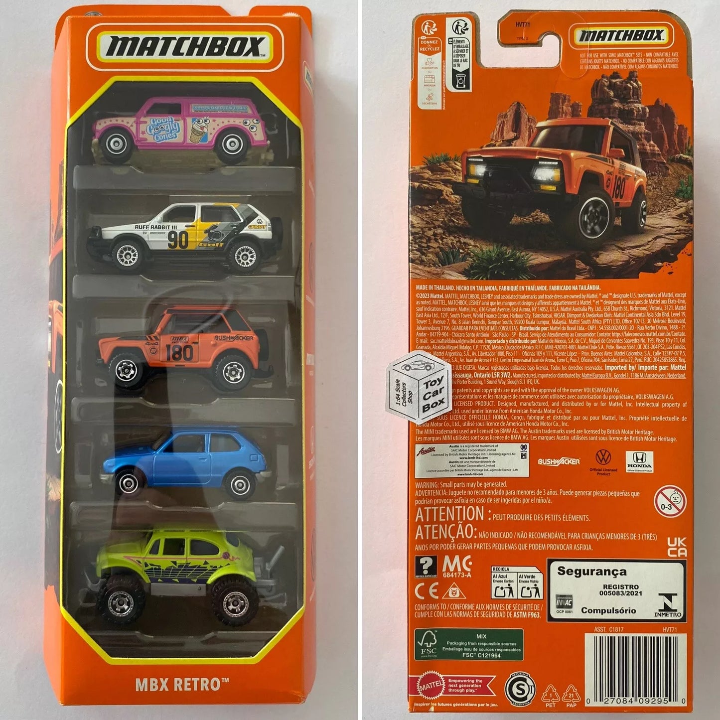 2024 MATCHBOX Retro 5 Pack (Mini Van, Golf, Honda, Beetle 4x4 & Field Car) L75