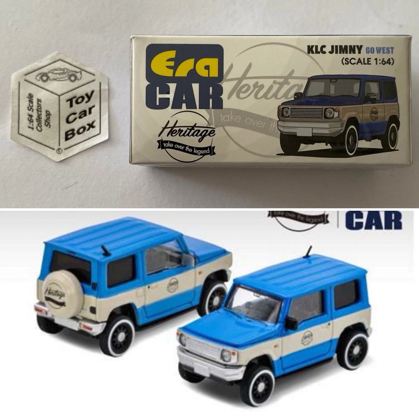 ERA CAR - Suzuki Jimny Heritage KLC Go West (1:64 Scale - Blue - Boxed) K00g
