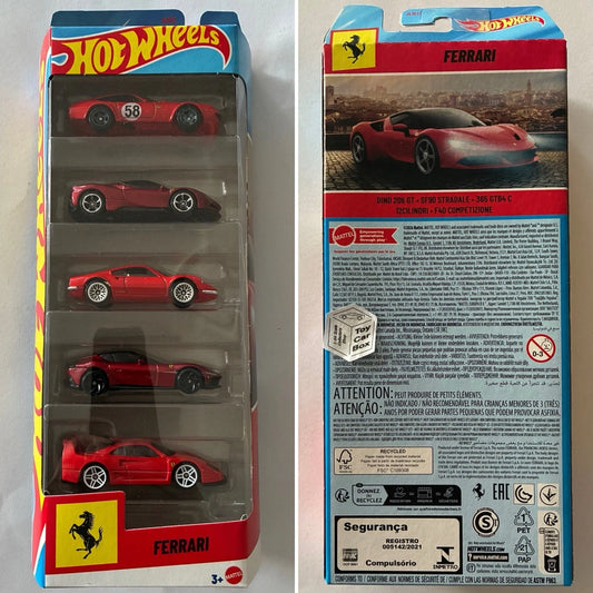 2026 HOT WHEELS 5 Pack - Ferrari (Dino 206GT, SF90, 365, 12Cilindri & F40) L47