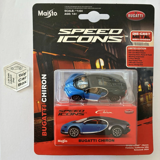 MAISTO Speed Icons - Bugatti Chiron (Blue - Opening Rear - Blister) I77g