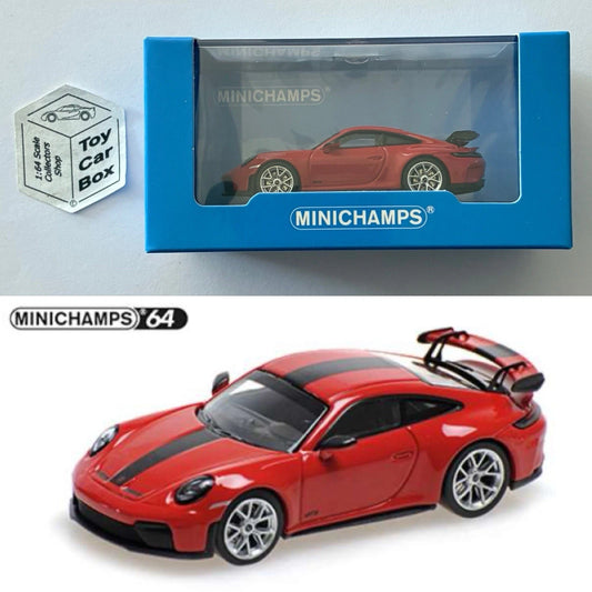 MINICHAMPS 64 - Porsche 911 (992.2) GT3 (Red & Black - 1:64 - Display Box) T50g