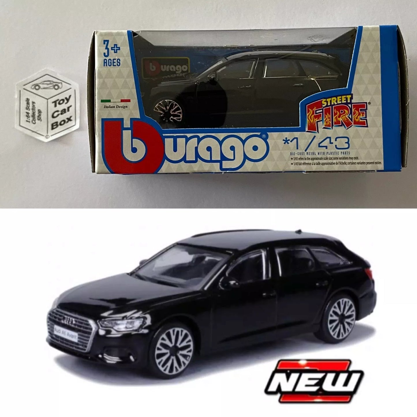 BBURAGO 1/43 - Audi A6 Avant (Black - Street Fire - Boxed) E04g