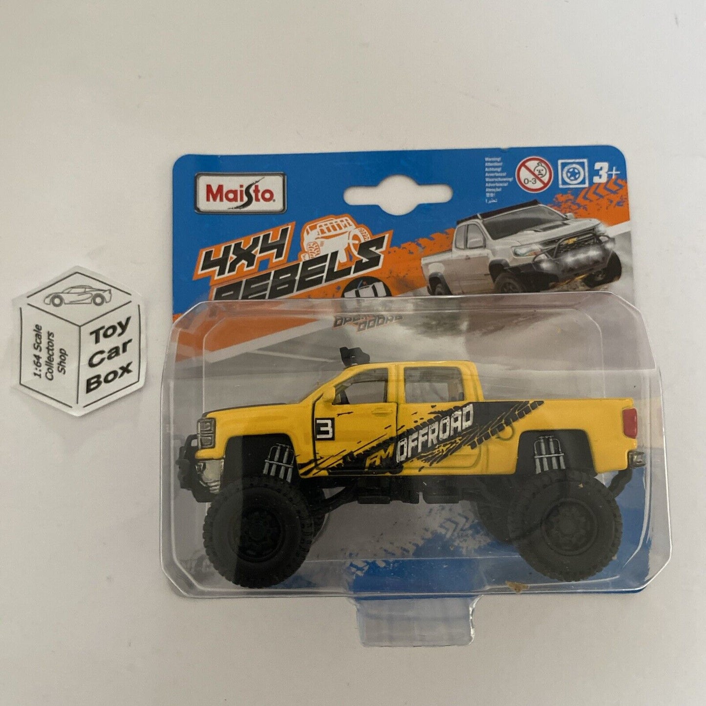 MAISTO - 2014 Chevrolet Silverado 1500 Z71 (4x4 Rebels 4.5” - Approx 1:43 - Yellow) F05