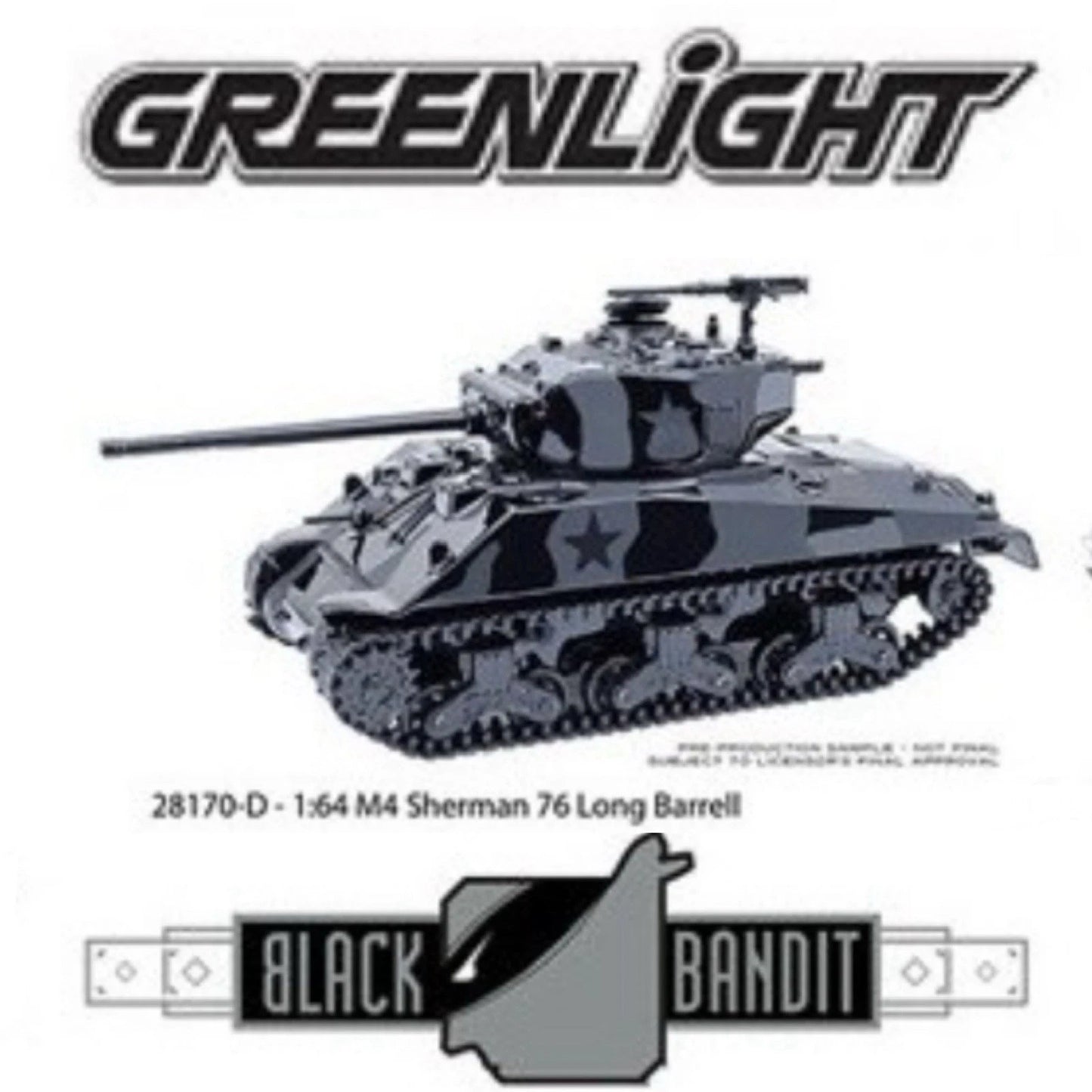 GREENLIGHT - M4 Sherman 76 Long Barrel Tank (Black Bandit Series 30) J45g