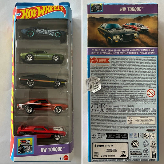 2026 HOT WHEELS 5 Pack - HW Torque (67 Firebird, Gran Torini & 69 Charger) G78