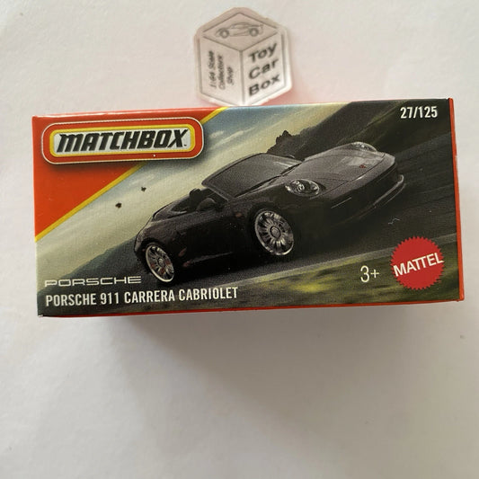 2025 MATCHBOX #27 - Porsche 911 Carrera Cabriolet (Black - Power Grab) - B21g