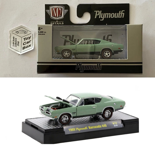 M2 MACHINES - 1969 Plymouth Barracuda 440 (Green - Auto Thentics R72) L92g