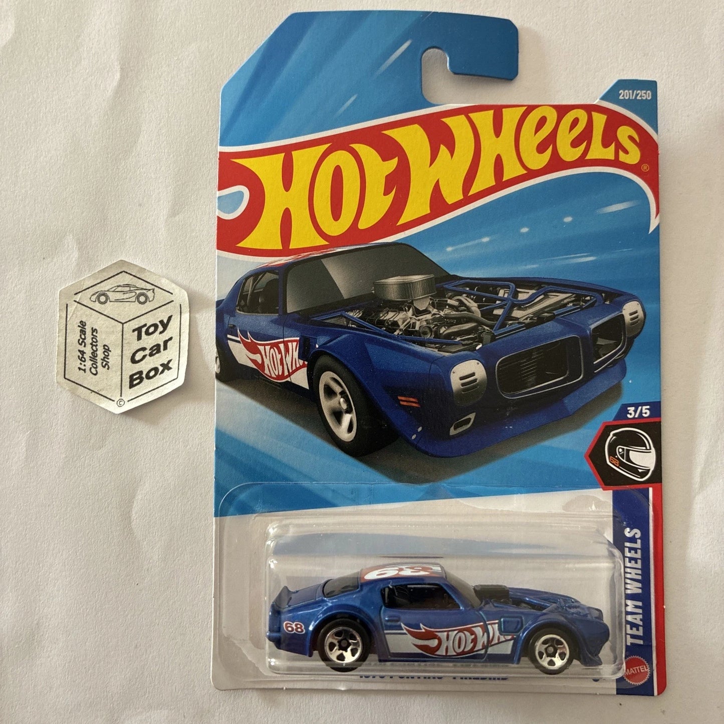2026 HOT WHEELS #201 - 1970 Pontiac Firebird (Blue #3 Team Wheels -Long Card) A80