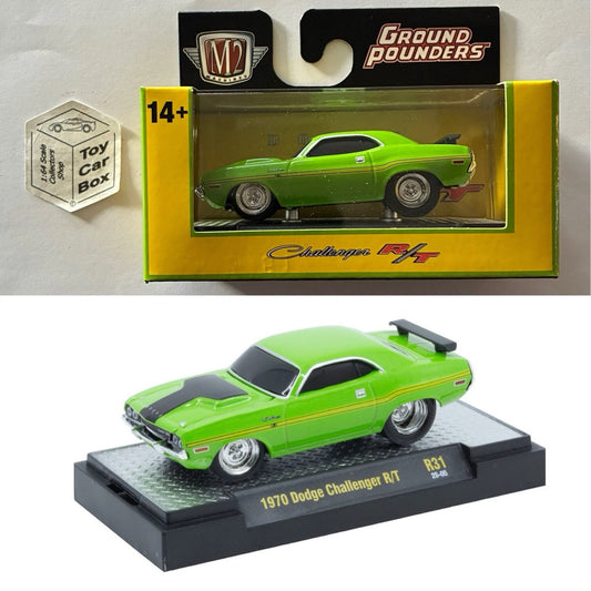 M2 MACHINES - 1970 Dodge Challenger R/T (Green - Ground Pounders R31) L92g