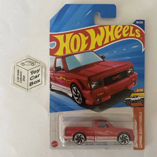 2025 HOT WHEELS #119 - ‘91 GMC Syclone (Red #8 Hot Trucks - Long Card) A44