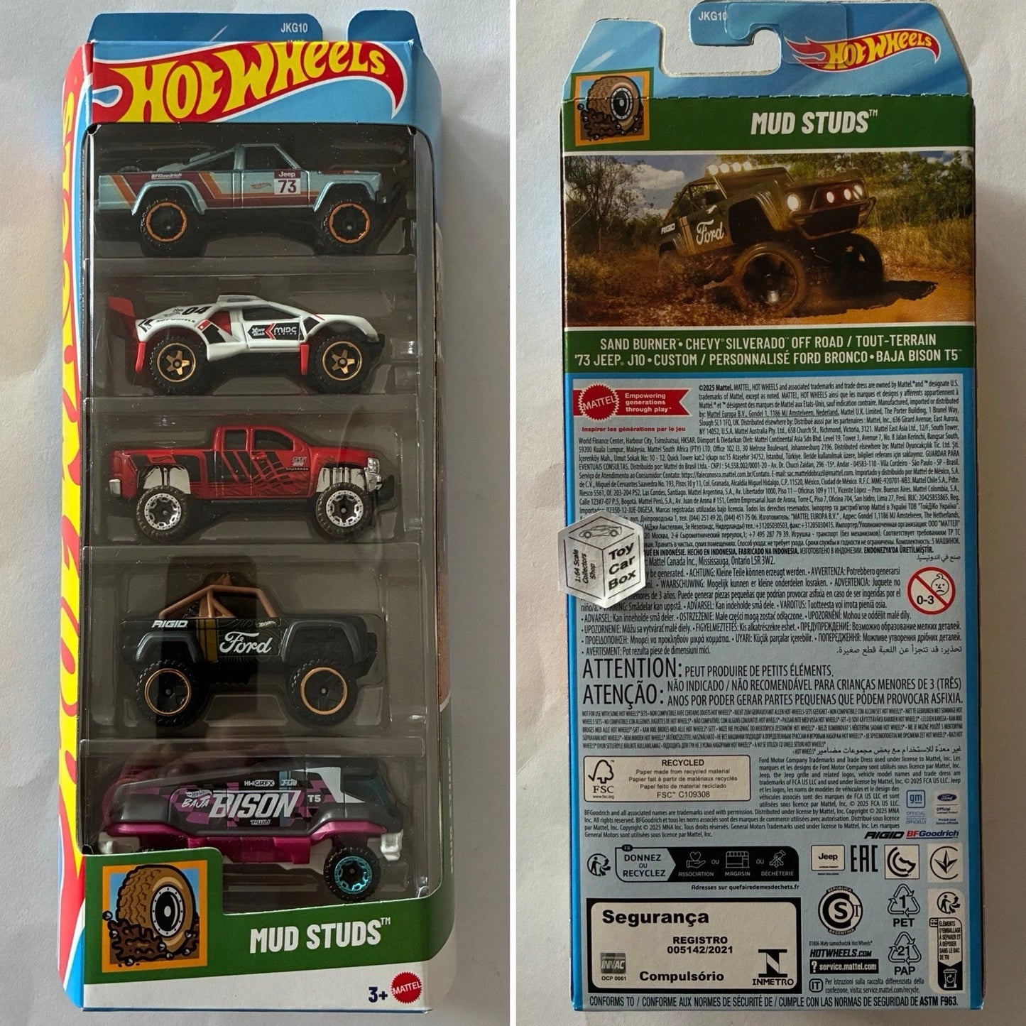 2026 HOT WHEELS 5 Pack - Mud Studs (Silverado, Jeep J10 & Ford Bronco) G78