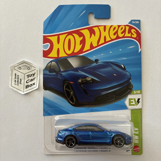 2026 HOT WHEELS #34 - Porsche Taycan Turbo S (Blue #3 HW EV - Long Card) B64