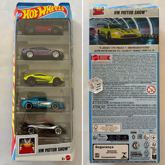 2026 HOT WHEELS 5 Pack - Motor Show (F-Type, Nissan GT-R, Vantage & Renault) G78