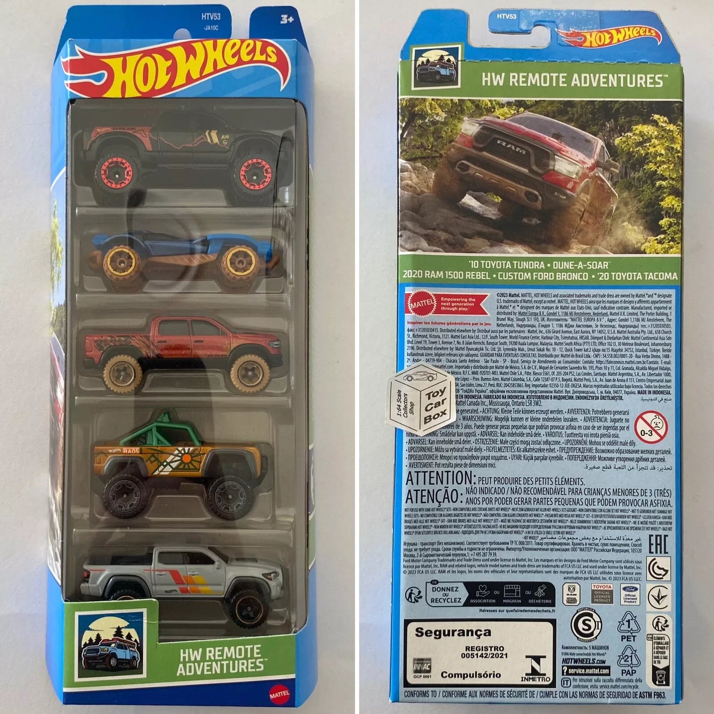 2024 HOT WHEELS Remote Adventures 5 Pack (Inc. Tundra, Bronco, RAM & Tacoma) H10