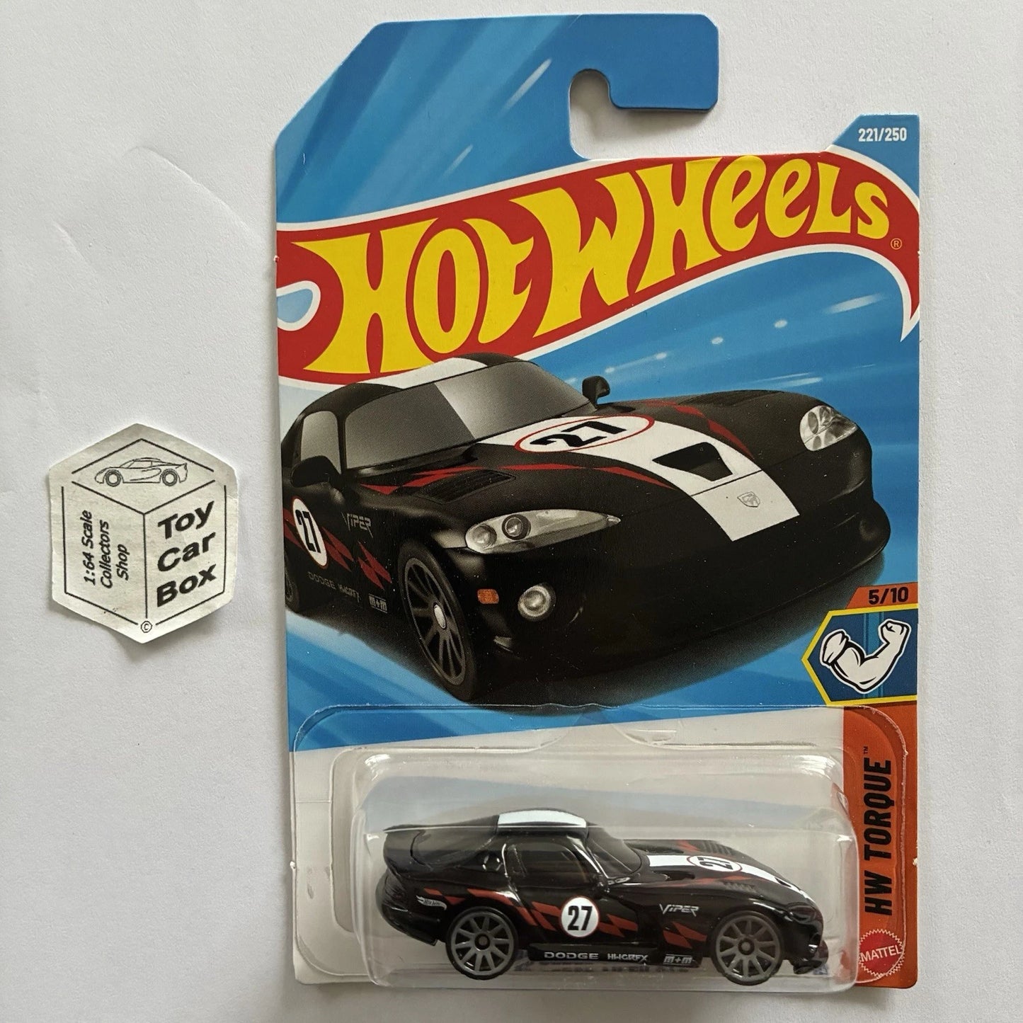 2026 HOT WHEELS #221 - ‘96 Dodge Viper GTS (Black #5 HW Torque - Long Card) A44