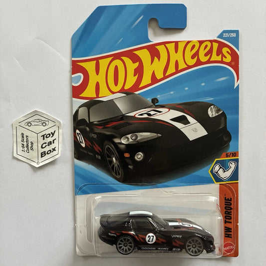 2026 HOT WHEELS #221 - ‘96 Dodge Viper GTS (Black #5 HW Torque - Long Card) A44
