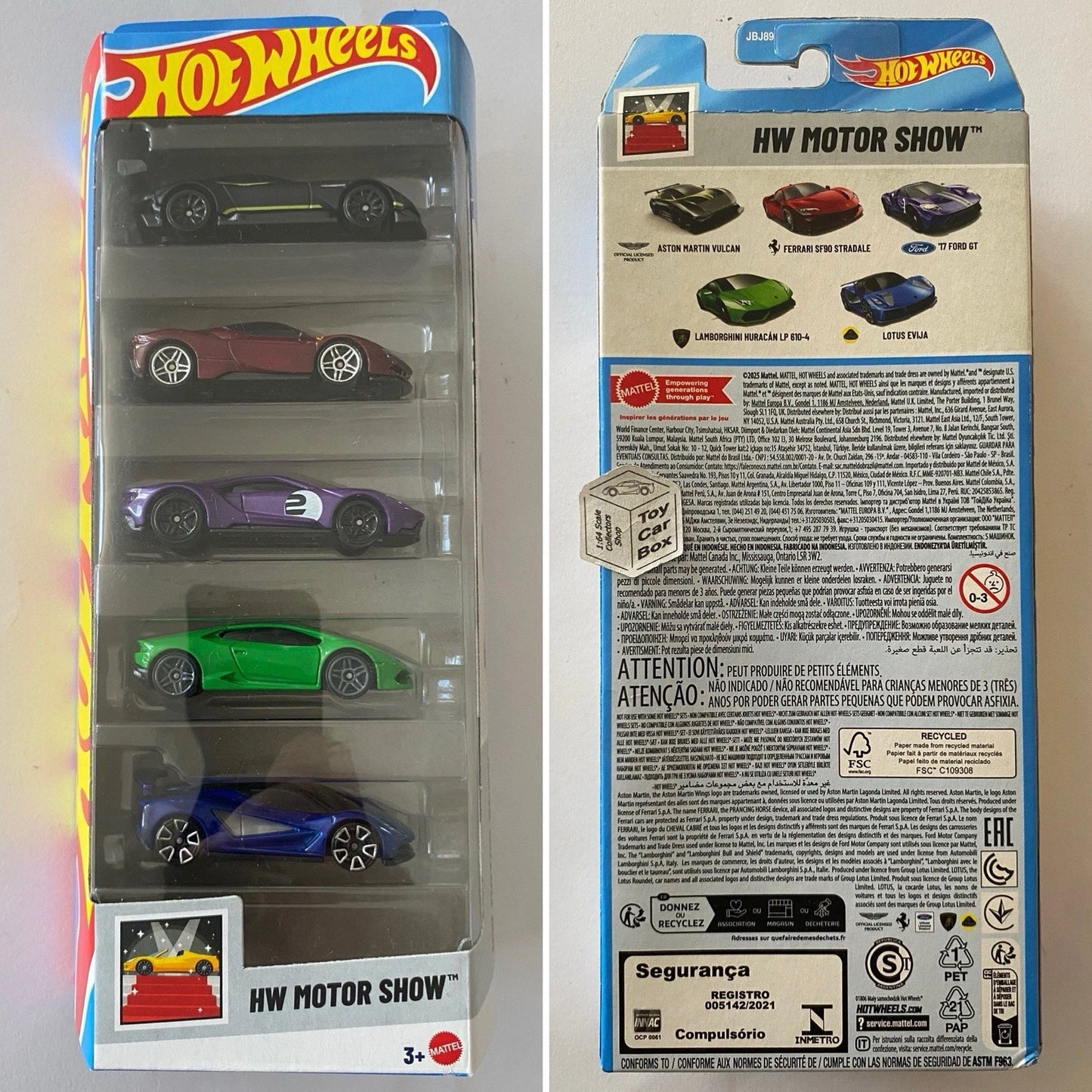 2025 HOT WHEELS 5 Pack - HW Motor Show (Ferrari, Vulcan, Ford, Lotus & Lambo) H1