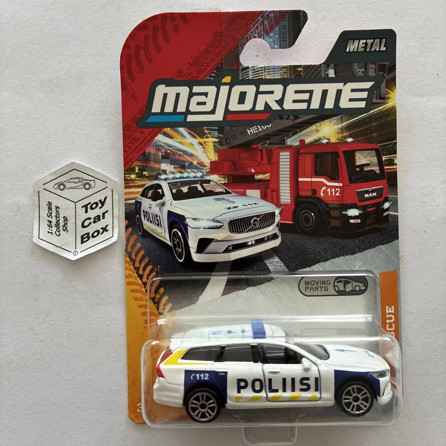 MAJORETTE Volvo V90 (Poliisi Police Car - 1:64* Finnish SOS - Opening Doors) E76
