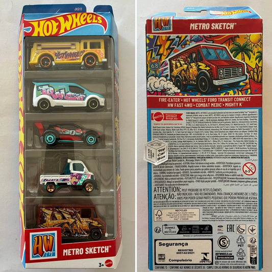 2026 HOT WHEELS 5 Pack - Metro Sketch (Mighty K, Transit, Fast 4WD & Medic) G78