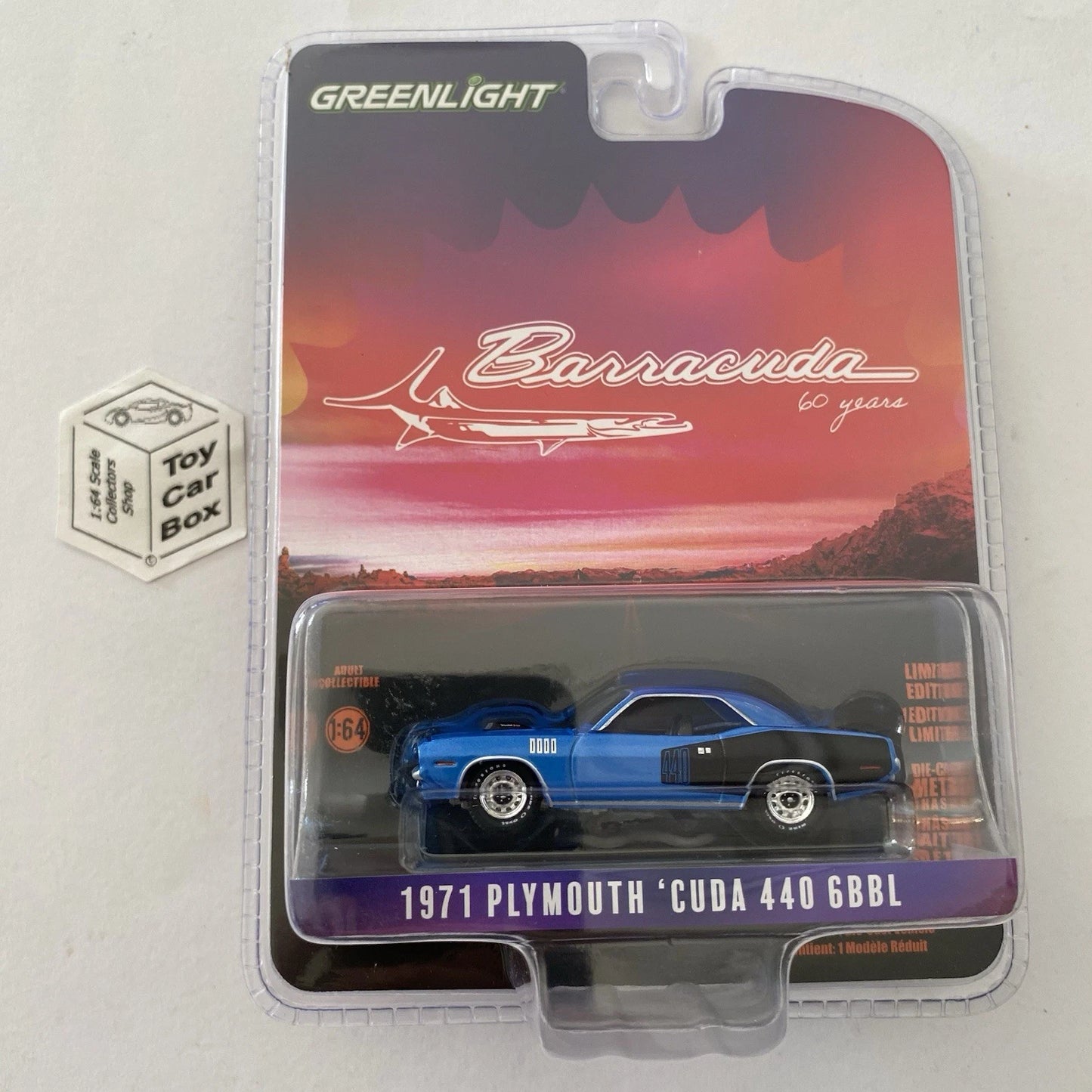GREENLIGHT - ‘71 Plymouth Barracuda 440 6BBL (Blue -Anniversary Collection) I80g