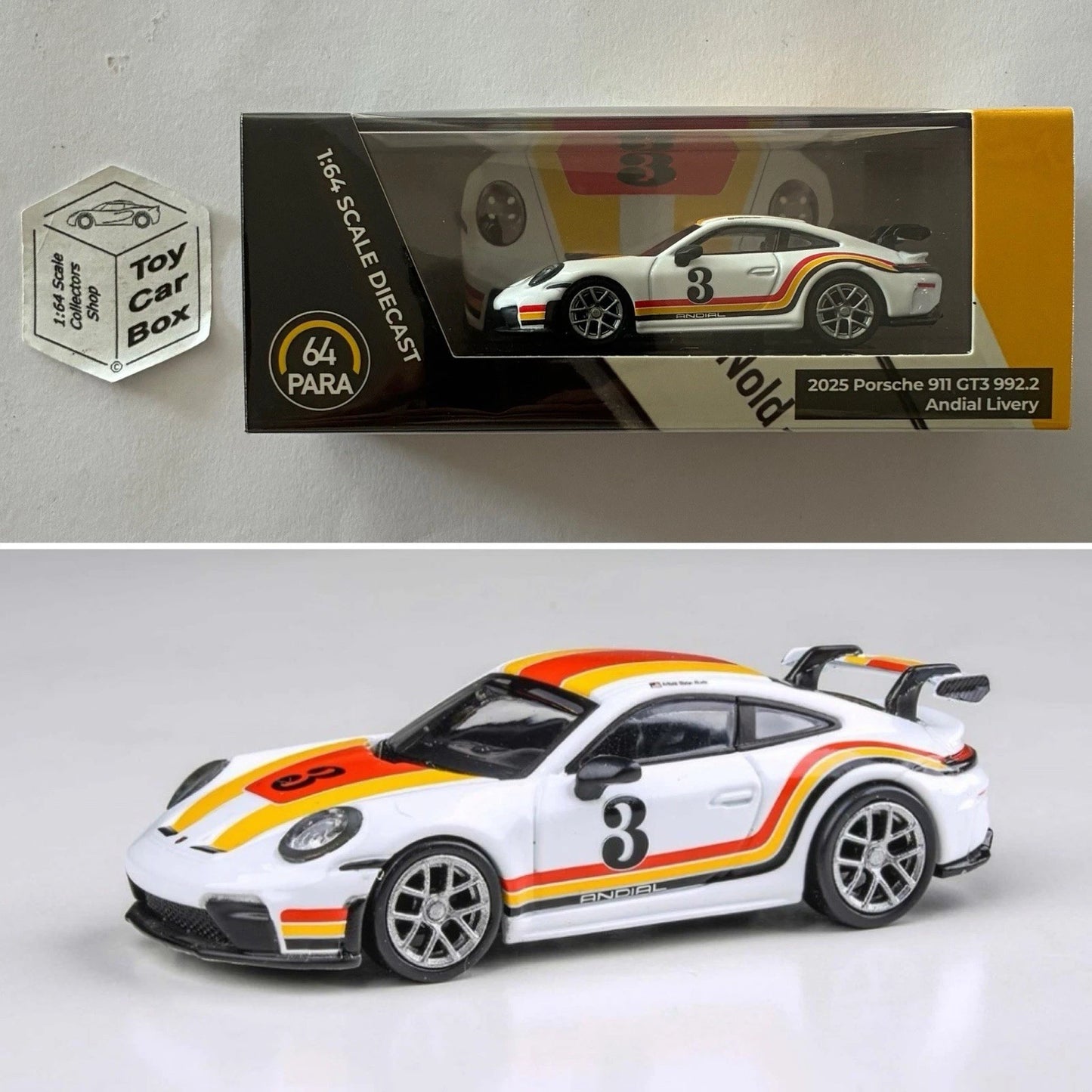 PARA64 - 2025 Porsche 911 GT3 992.2 (White - Andial Livery - 1/64 Scale) U99