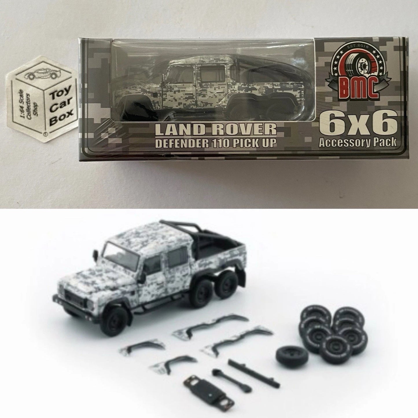 BM CREATIONS - 2016 Land Rover Defender 110 Pickup (1:64 - Camouflage - RHD) Og