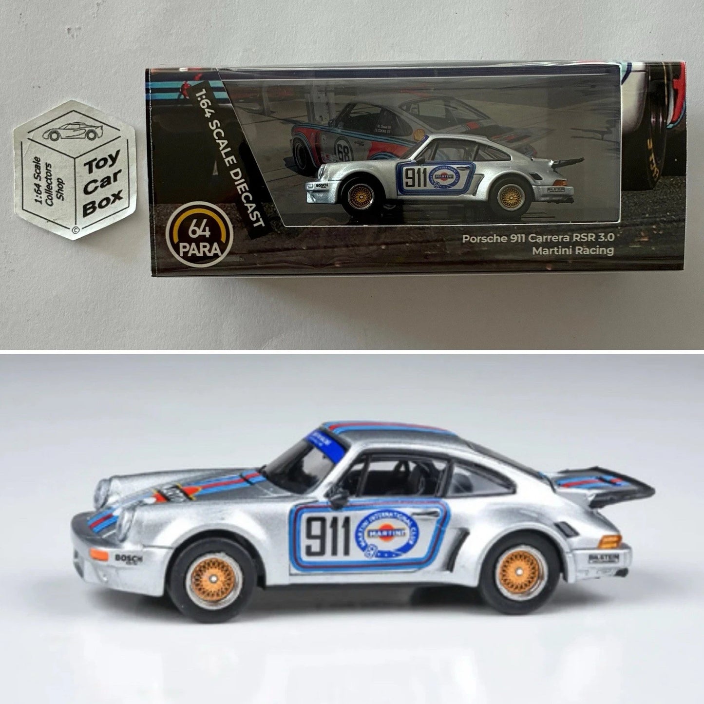 PARA64 - Porsche 911 Carrera RSR 3.0 (Silver - Martini Racing - 1/64 Scale) W33