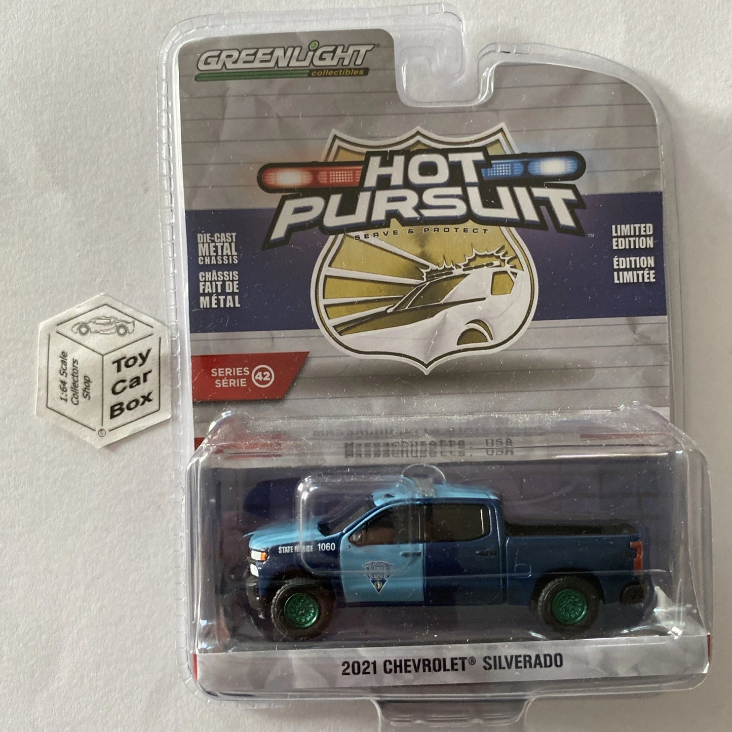 GREENLIGHT - 2021 Chevy Silverado (Massachusetts - Hot Pursuit S42 Green Chase)