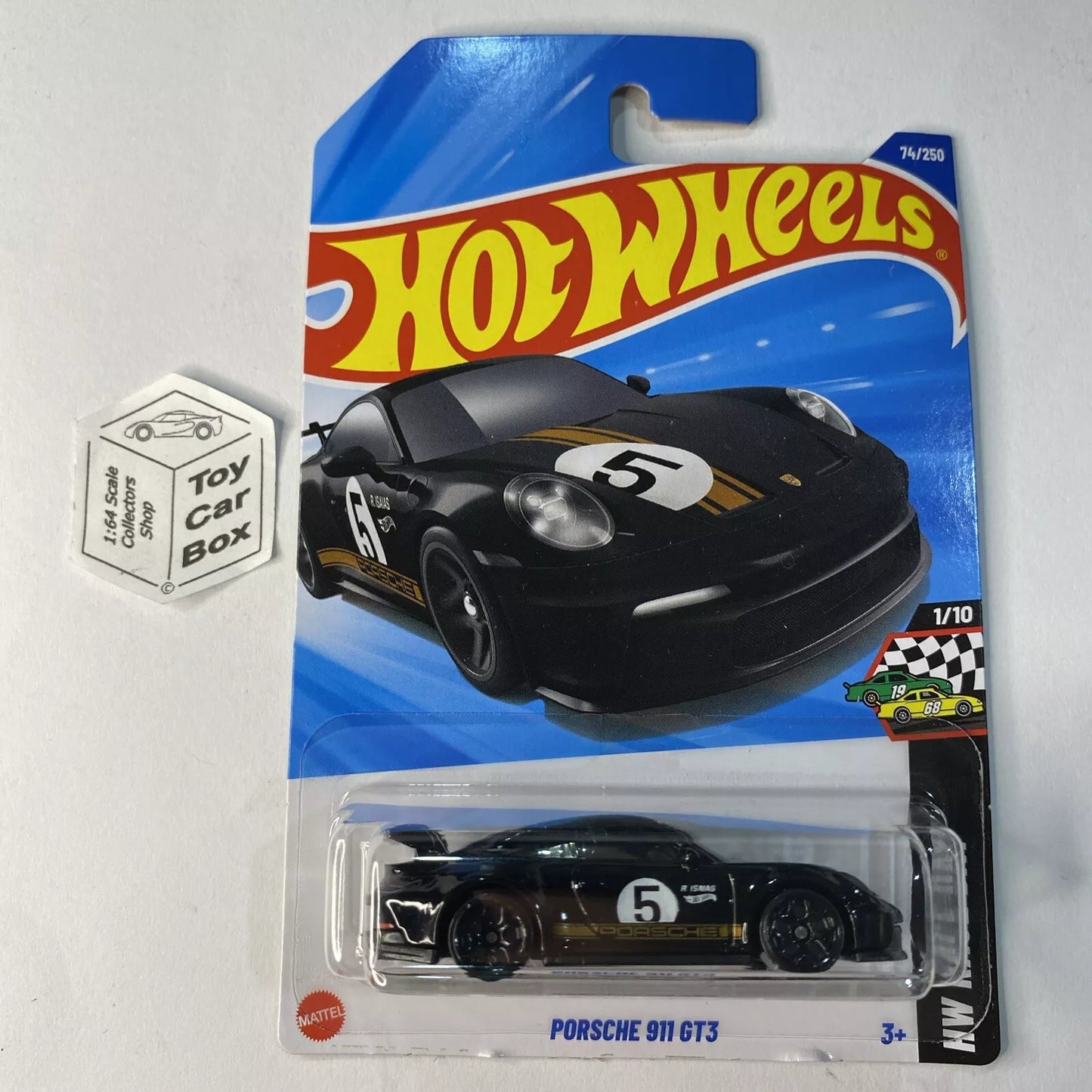 2025 HOT WHEELS #74 - Porsche 911 GT3 (Black #1 Race Day - Long Card) B00