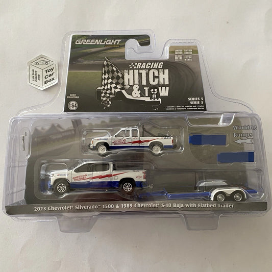 GREENLIGHT - 2023 Chevy Silverado, S10 Baja & Trailer (Racing Hitch & Tow) BD82g
