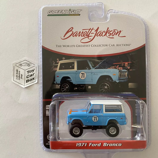 GREENLIGHT - 1971 Ford Bronco (Blue - Barrett Jackson Series 14) I84g