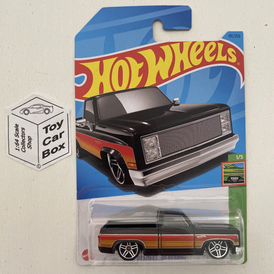 2023 HOT WHEELS #191 - ‘83 Chevy Silverado (Black #1 HW Slammed - Long Card) B00