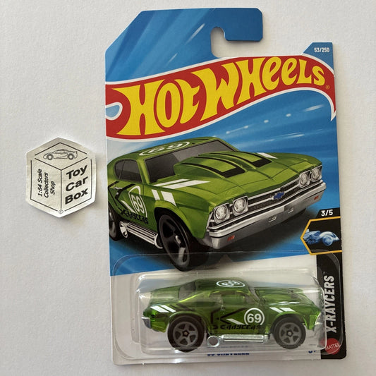 2026 HOT WHEELS #53 - ‘69 Chevy Chevelle (Green #3 X-Raycers - Long Card) B64