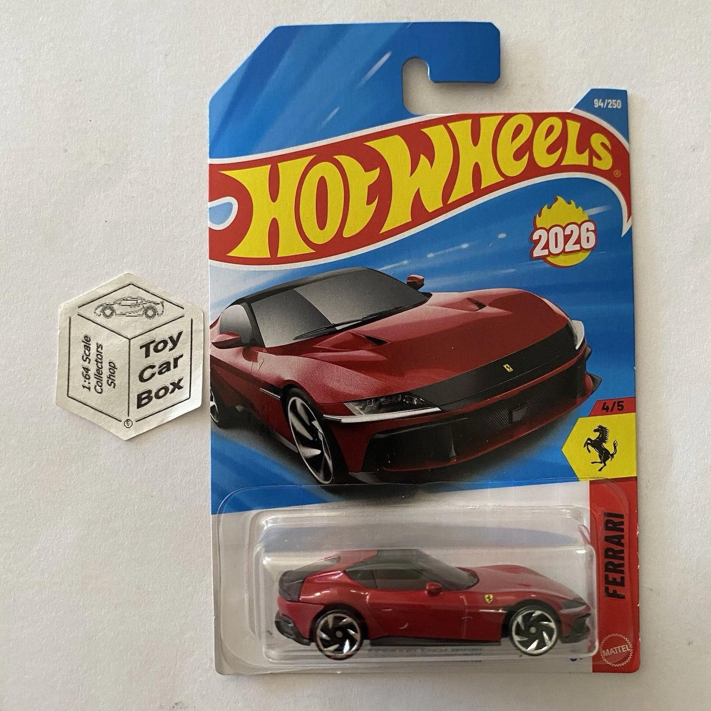 2026 HOT WHEELS #94 - Ferrari 12Cilindri (Red #4 Ferrari - Long Card) A80