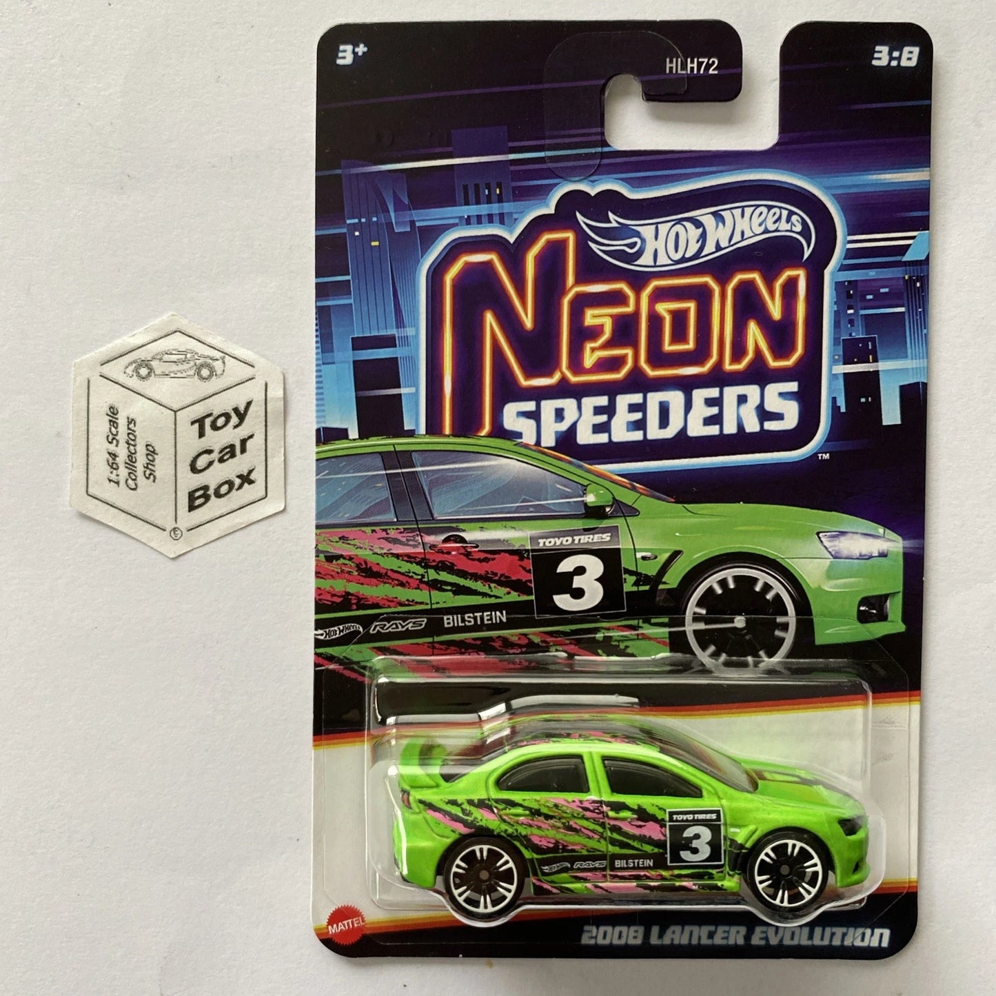 2025 HOT WHEELS Neon Speeders - 2008 Lancer Evolution (#3 Green) E40