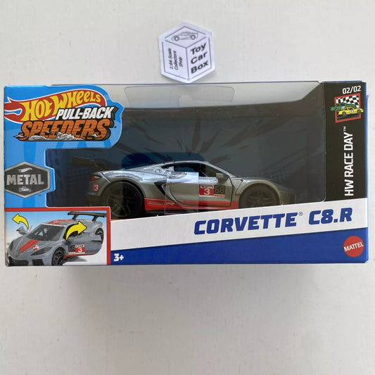 2024 HOT WHEELS 1:43* - Chevy Corvette C8.R (Grey - Pull-back Speeders) J00