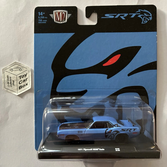 M2 MACHINES - 1971 Plymouth Hemi Cuda (Blue - Auto-Drivers R128 - 1:64) L92g