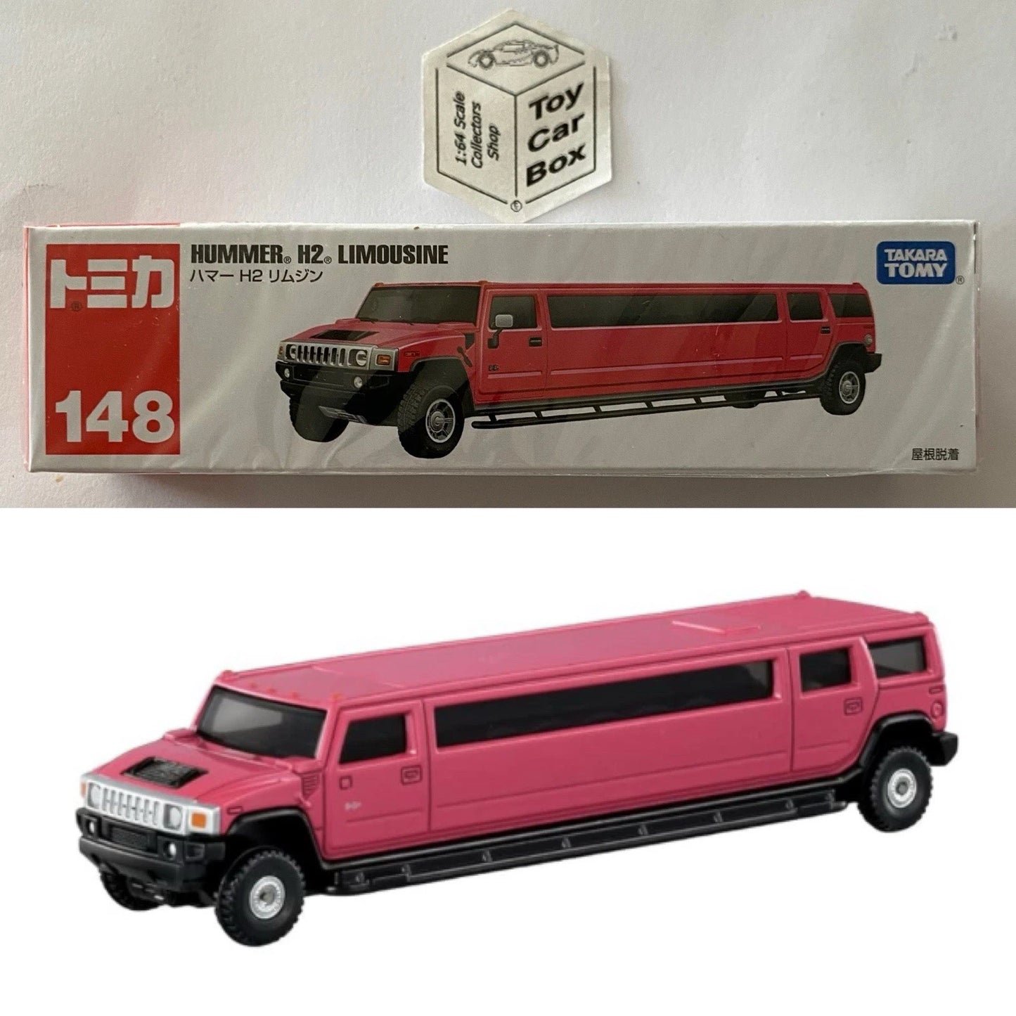 TOMICA Regular #148 - Hummer H2 Limousine (Pink - Boxed) L00g