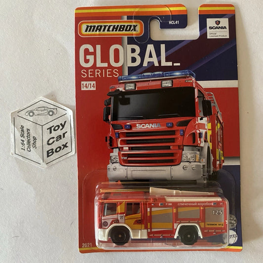2021 MATCHBOX - Scania P360 Fire Truck (Red & Yellow #14 Global Series) C00g