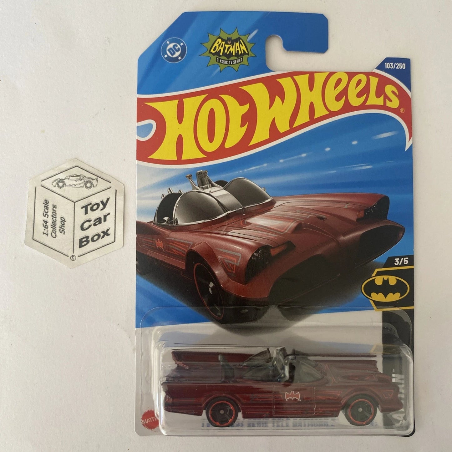 2025 HOT WHEELS #103 - TV Series Batmobile (Maroon #3 Batman - Long Card) A80