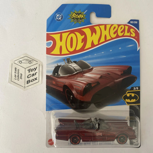 2025 HOT WHEELS #103 - TV Series Batmobile (Maroon #3 Batman - Long Card) A80