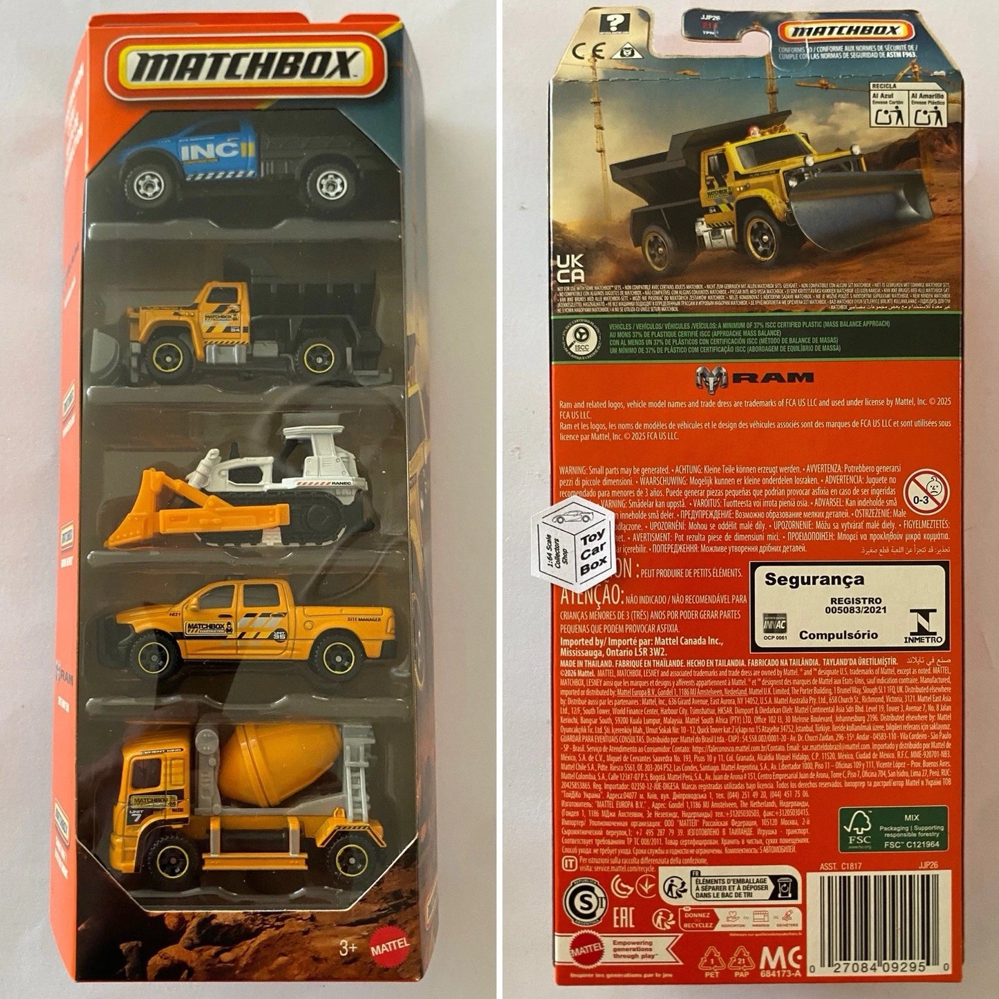 2025 MATCHBOX Construction Crew 5 Pack (2x RAM, Plow, Dozer, Cement Mixer) N00