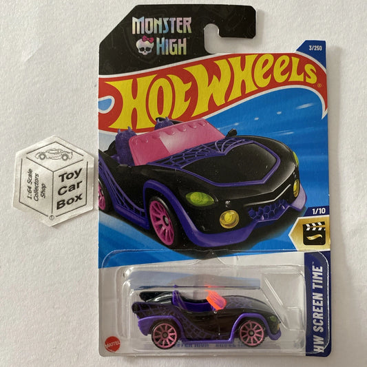 2025 HOT WHEELS #3 - Monster High Ghoul Mobile (Black/Purple - Screen Time - Long) A80