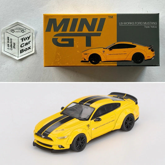 Mini GT #1077 - LB-Works Ford Mustang - RHD (Triple Yellow - 1/64 - Boxed) N50g
