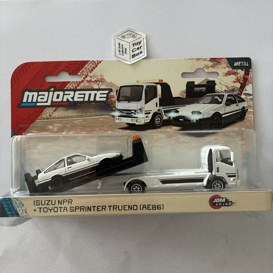 MAJORETTE JDM Transporter - Toyota Sprinter Trueno AE86 & Isuzu NPR (White) P73